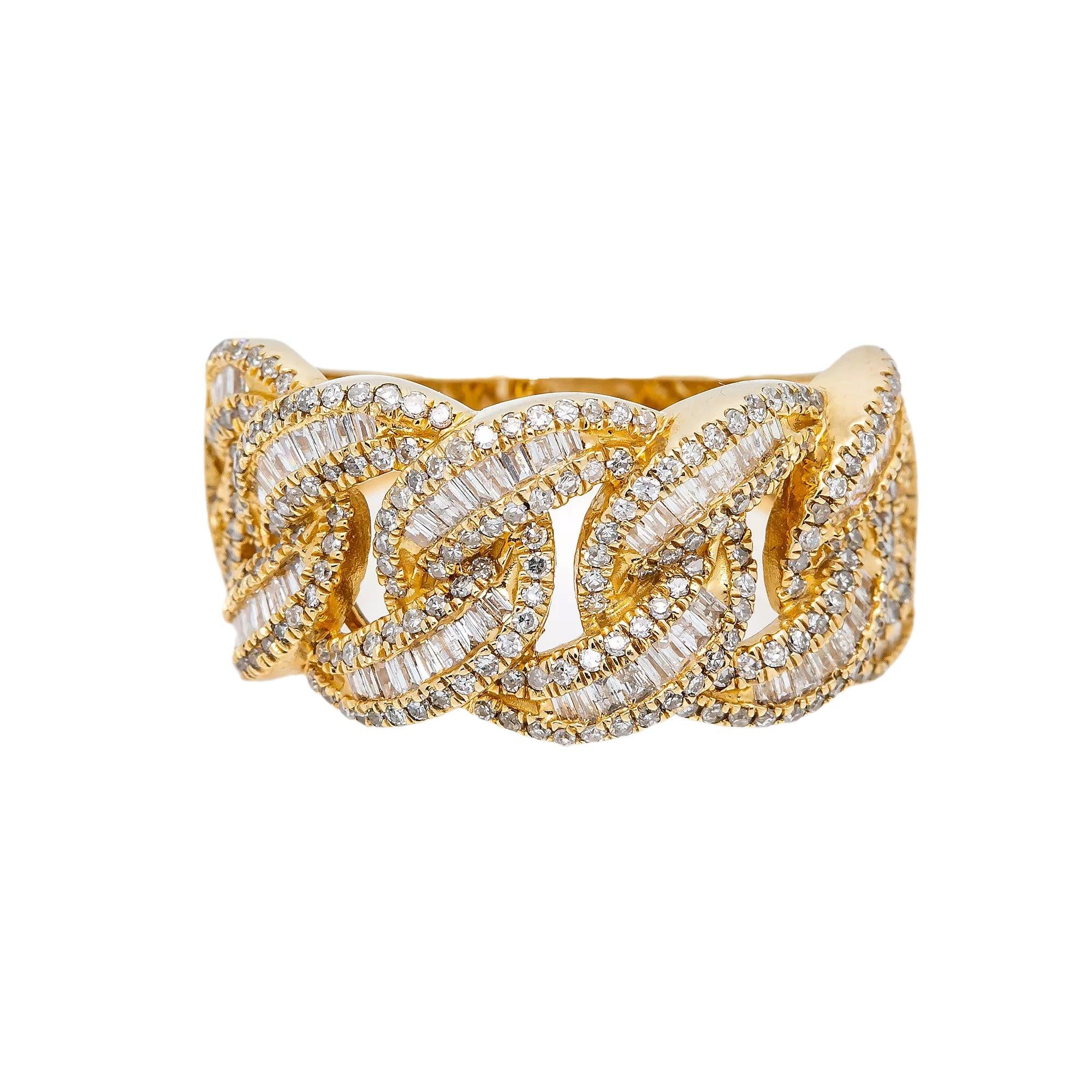 14K YELLOW GOLD DIAMOND CUBAN RING 1.34 CT