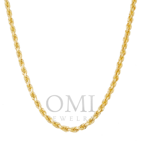10K Yellow Gold 3.5mm Solid Rope Chain Available In Sizes 18