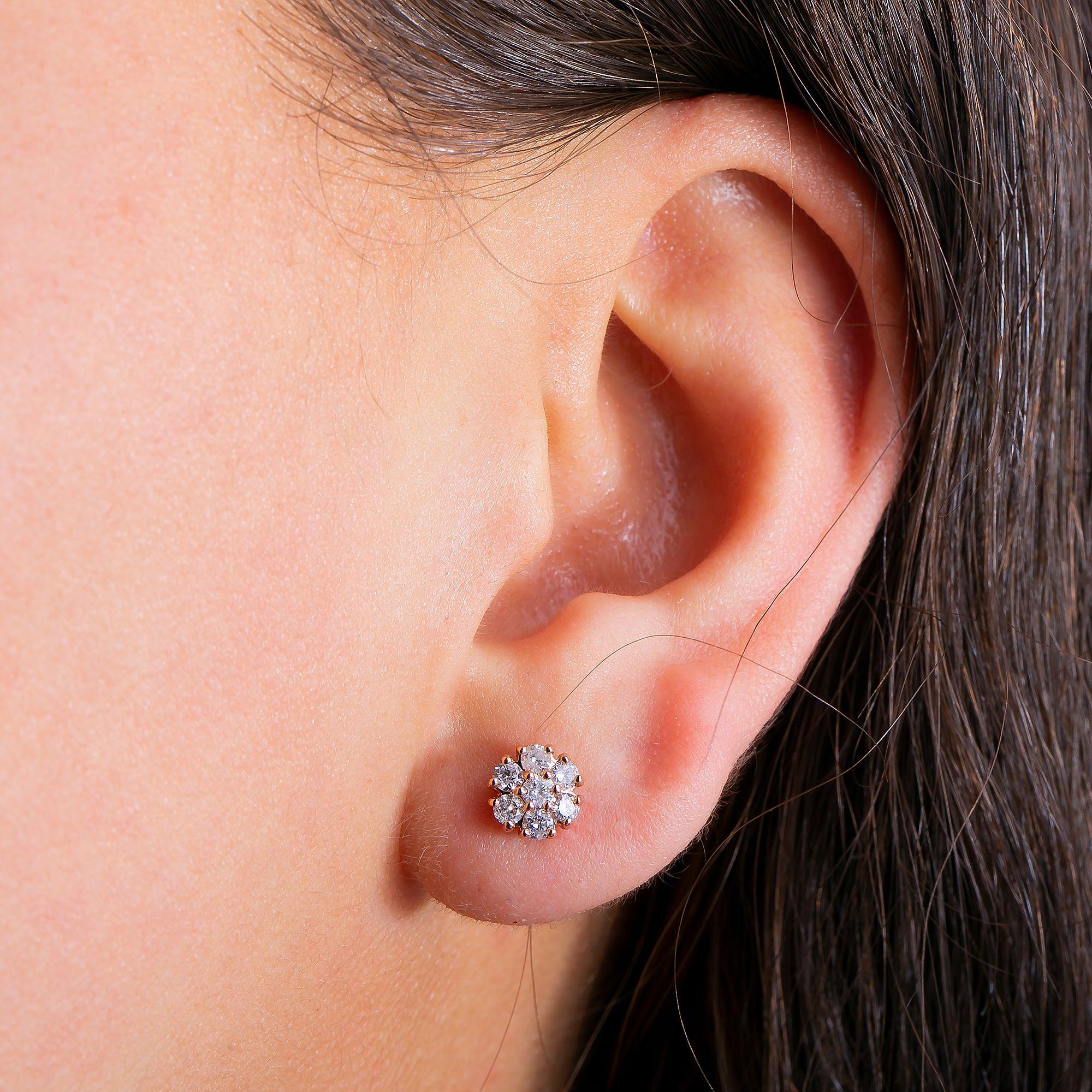14K Rose Gold Unisex Earrings with 0.48 CT Diamond