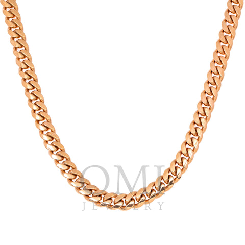 10k Rose Gold 9mm Solid Miami Cuban Chain Available In Sizes 18