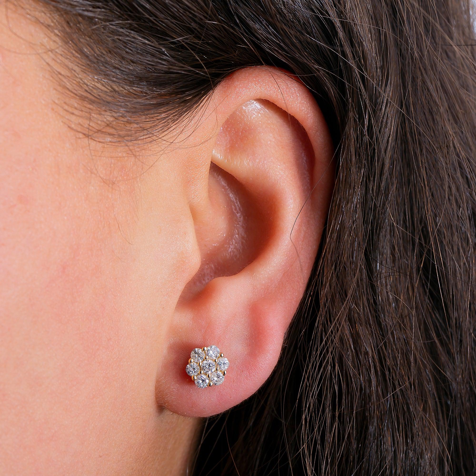 14K Yellow Gold Unisex Earrings with 0.79 CT Diamond