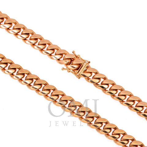 10k Rose Gold 9mm Solid Miami Cuban Chain Available In Sizes 18