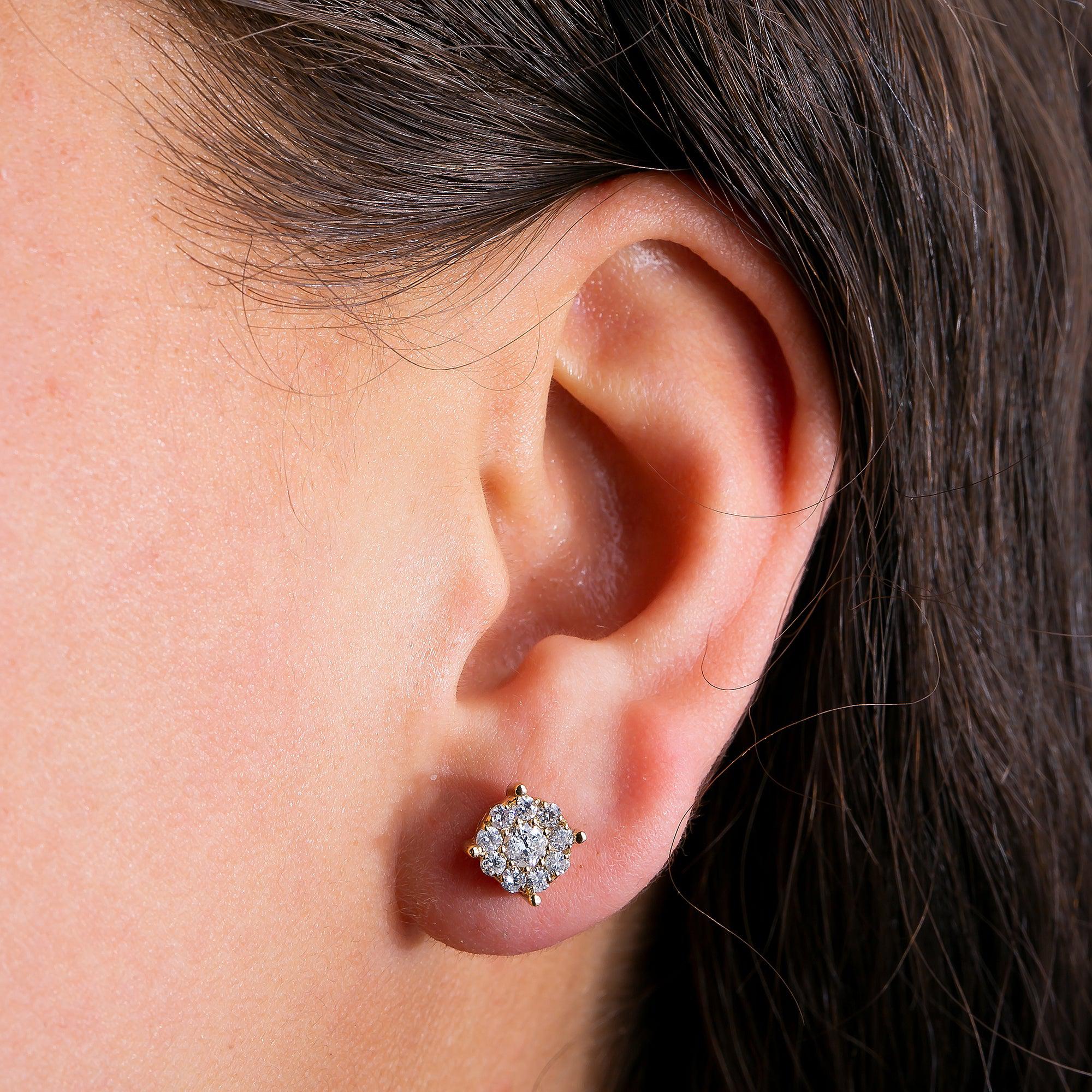 14K Yellow Gold UNISEX Earrings with 0.80 CT Diamond