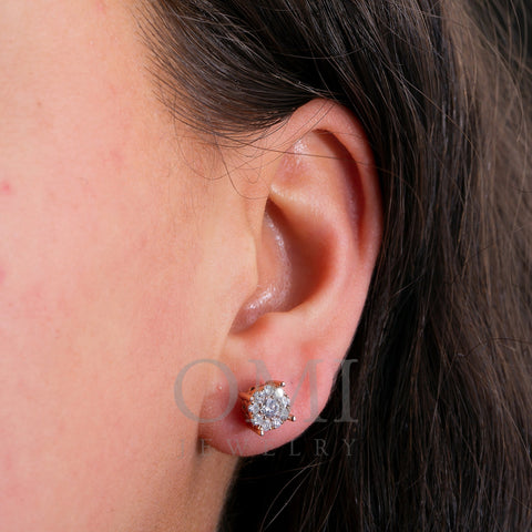 14K Rose Gold UNISEX Earrings with 0.82 CT Diamond