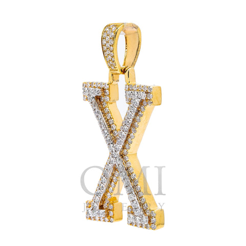 10K YELLOW GOLD LETTER X PENDANT WITH 1.65 CT DIAMONDS