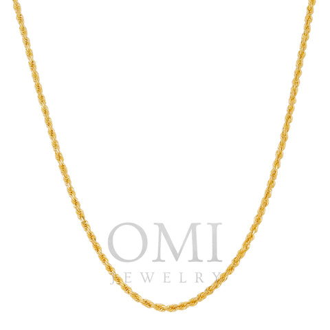10K Yellow Gold 1.04mm Solid Rope Chain Available In Sizes 18