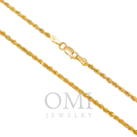 10K Yellow Gold 1.04mm Solid Rope Chain Available In Sizes 18