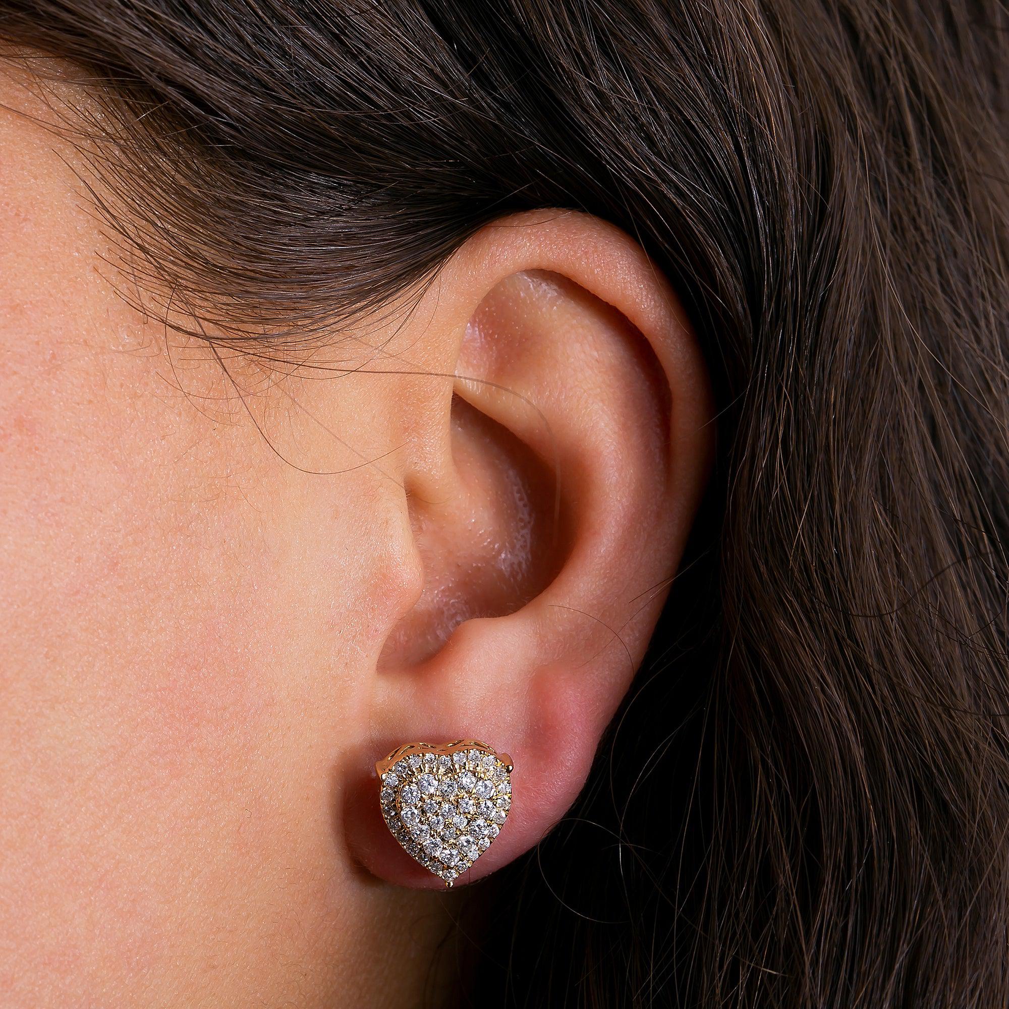 14K Yellow Gold Ladies Earrings with 1.00 CT Diamond