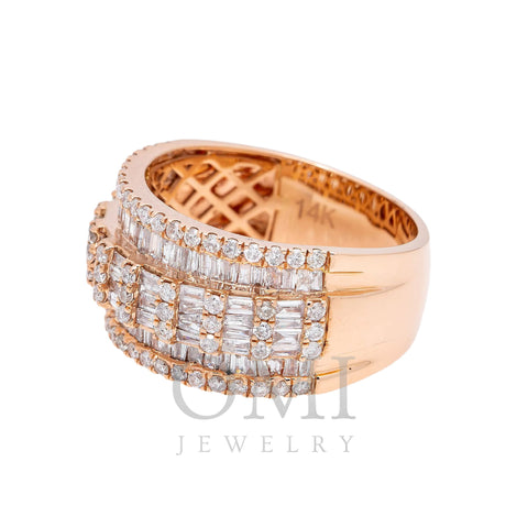 14K GOLD ROUND AND BAGUETTE DIAMOND HALF-BAND RING 2.12 CT