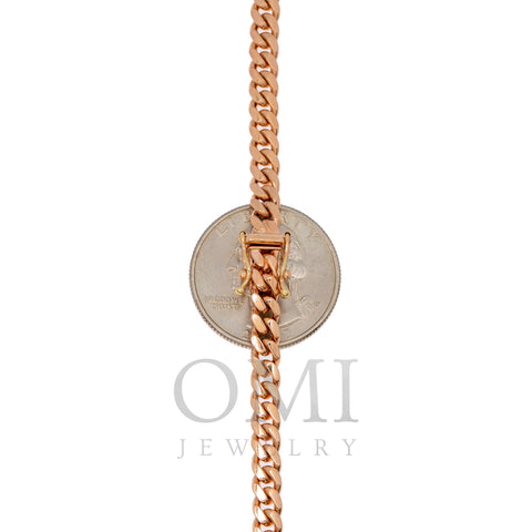 10k Rose Gold 5mm Solid Miami Cuban Chain Available In Sizes 16