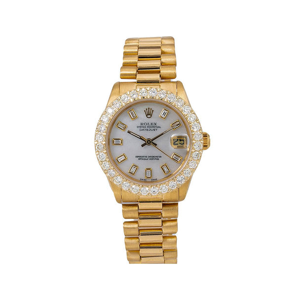 Rolex white gold and diamond clearance watch