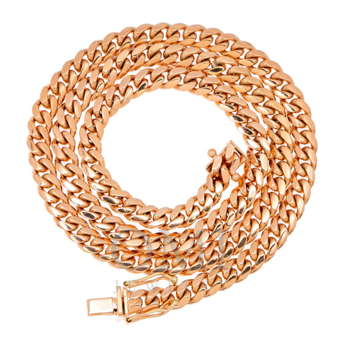 10k Rose Gold 5mm Solid Miami Cuban Chain Available In Sizes 16