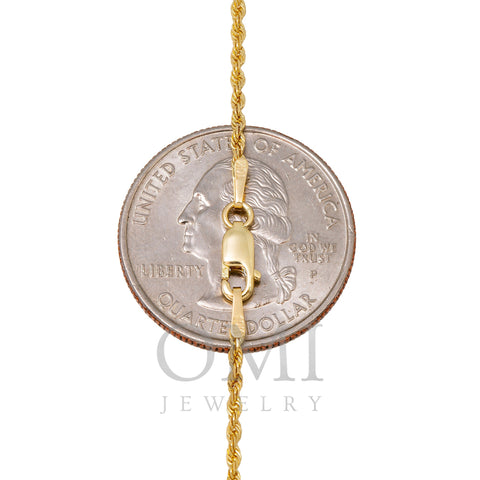 10K Yellow Gold 1.5mm Solid Rope Chain Available In Sizes 16