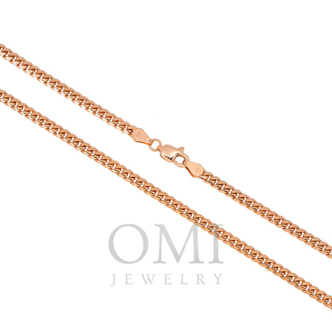 10K ROSE GOLD 3MM SOLID MIAMI CUBAN CHAIN