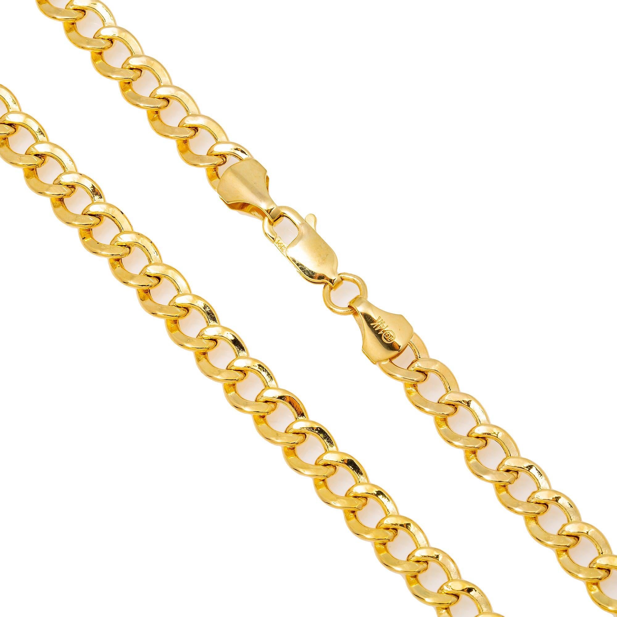 14K Yellow Gold 5mm Hollow Cuban Link Chain Available In Sizes 18"-26"