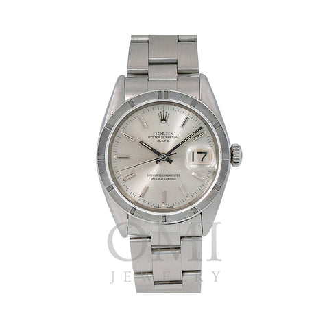 Rolex Oyster Perpetual Date 1501 34MM Silver Dial With Stainless Steel Oyster Bracelet