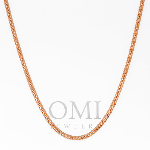 10k Rose Gold 3mm Solid Cuban Chain Available In Sizes 18