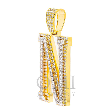 10K YELLOW GOLD LETTER N PENDANT WITH 4.65 CT DIAMONDS
