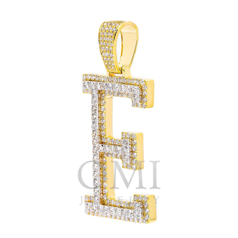 10K YELLOW GOLD LETTER E PENDANT WITH 3.85 CT DIAMONDS