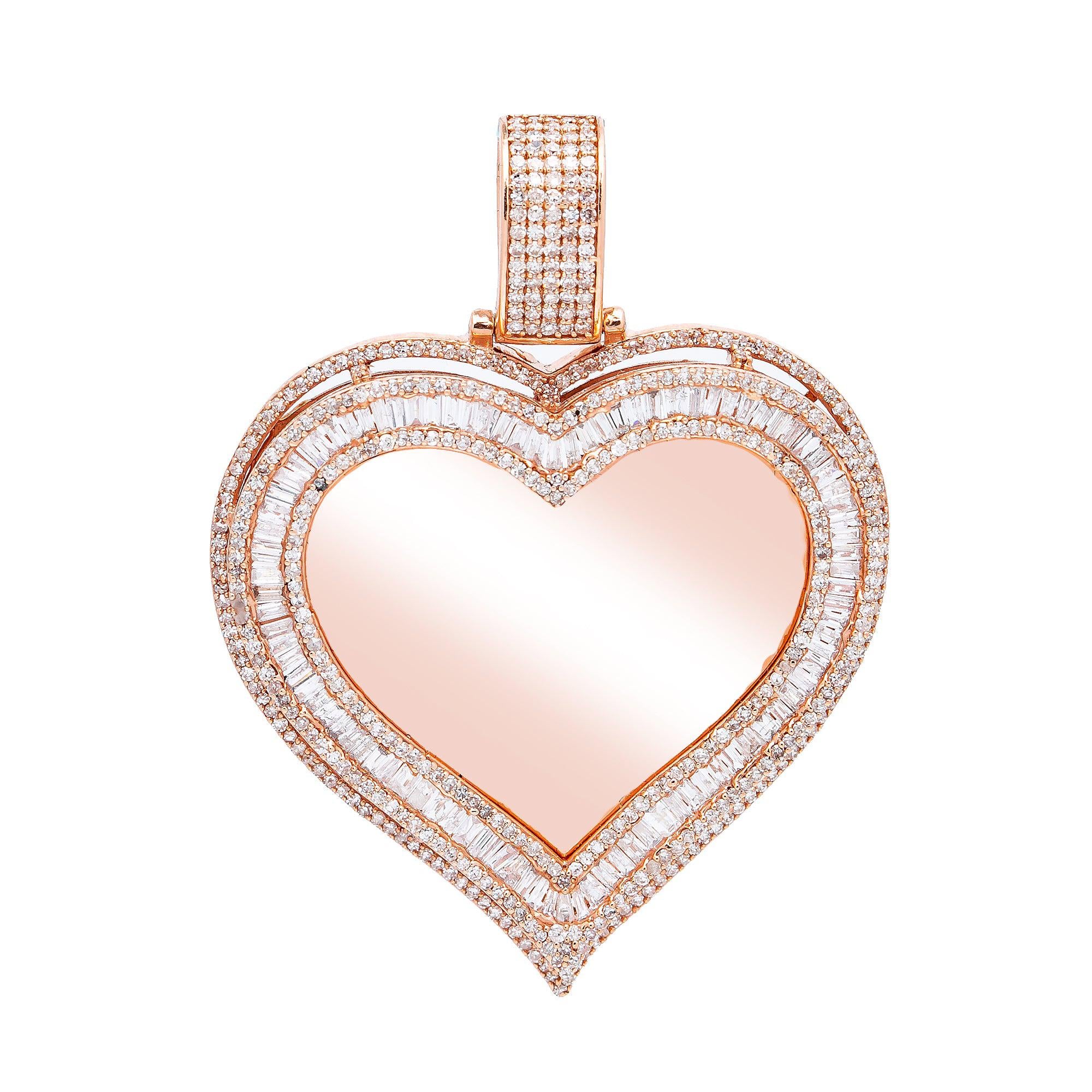 14K GOLD DIAMOND HEART PICTURE PENDANT 2.79 CT