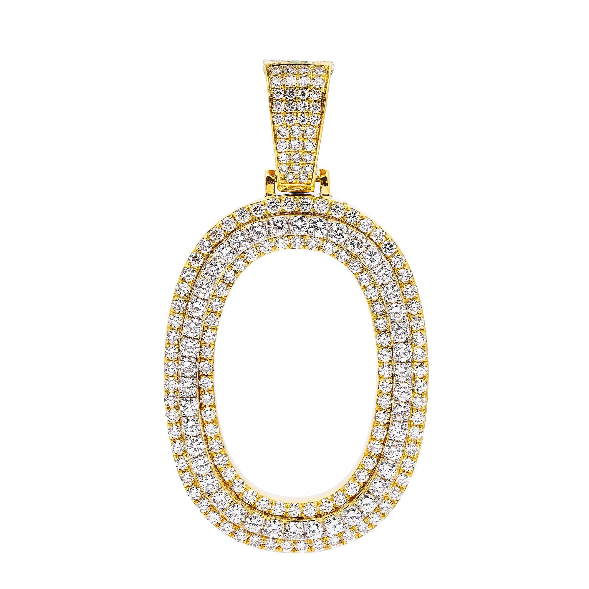 10K YELLOW GOLD LETTER O PENDANT WITH 3.60 CT DIAMONDS