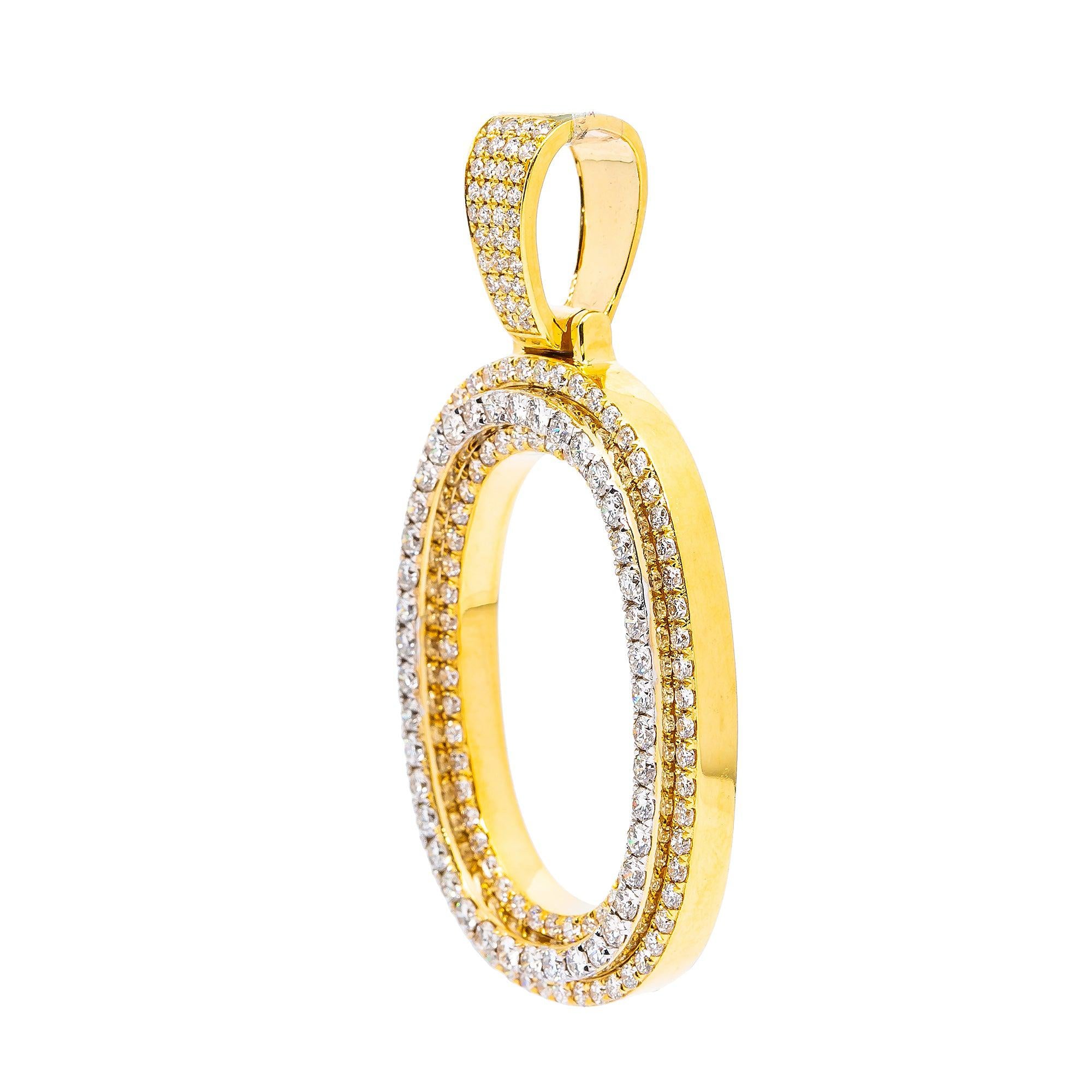 10K YELLOW GOLD LETTER O PENDANT WITH 3.60 CT DIAMONDS