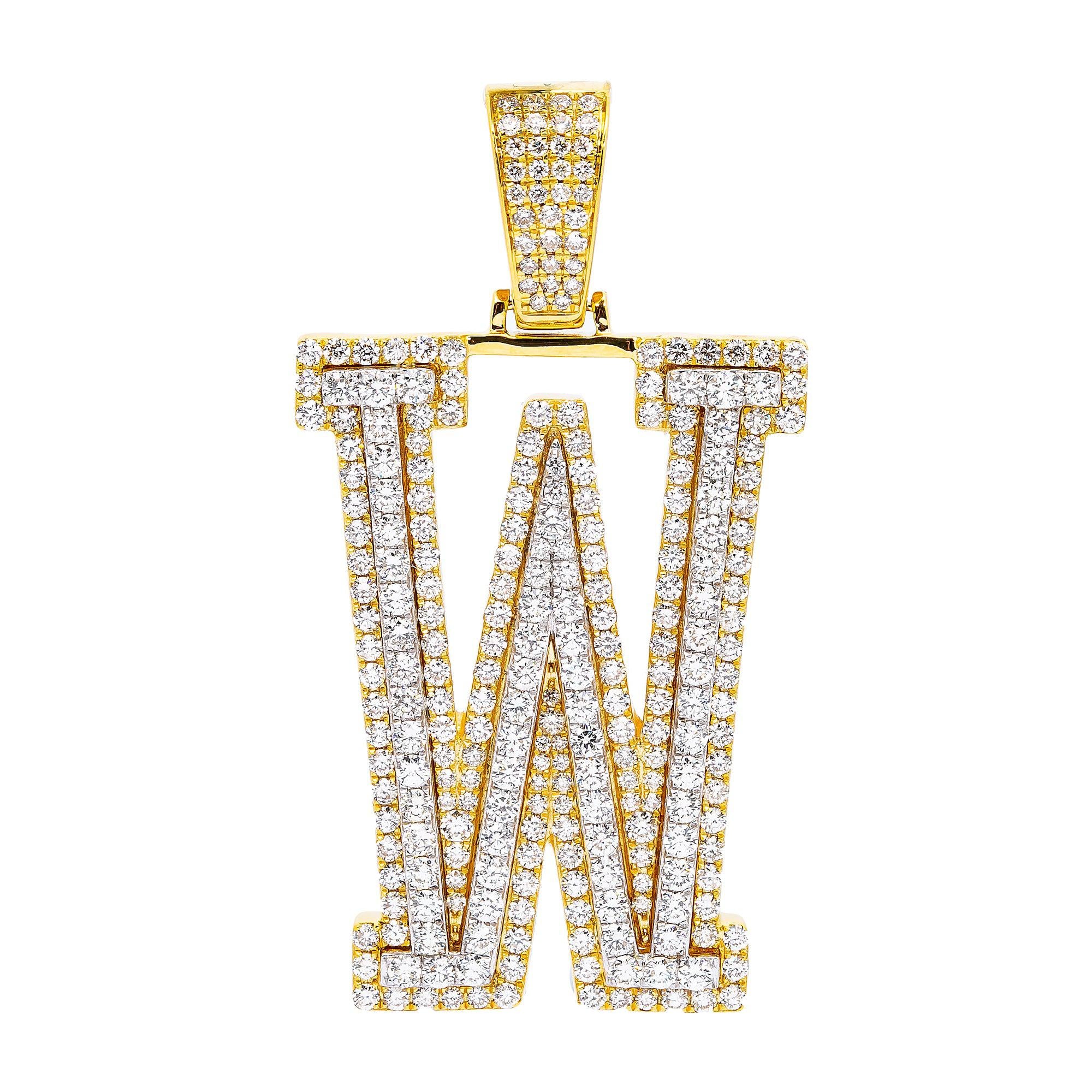 10K YELLOW GOLD LETTER W PENDANT WITH 4.85 CT DIAMONDS
