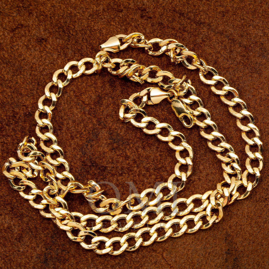 14K Gold Hollow Link Chain Bracelet