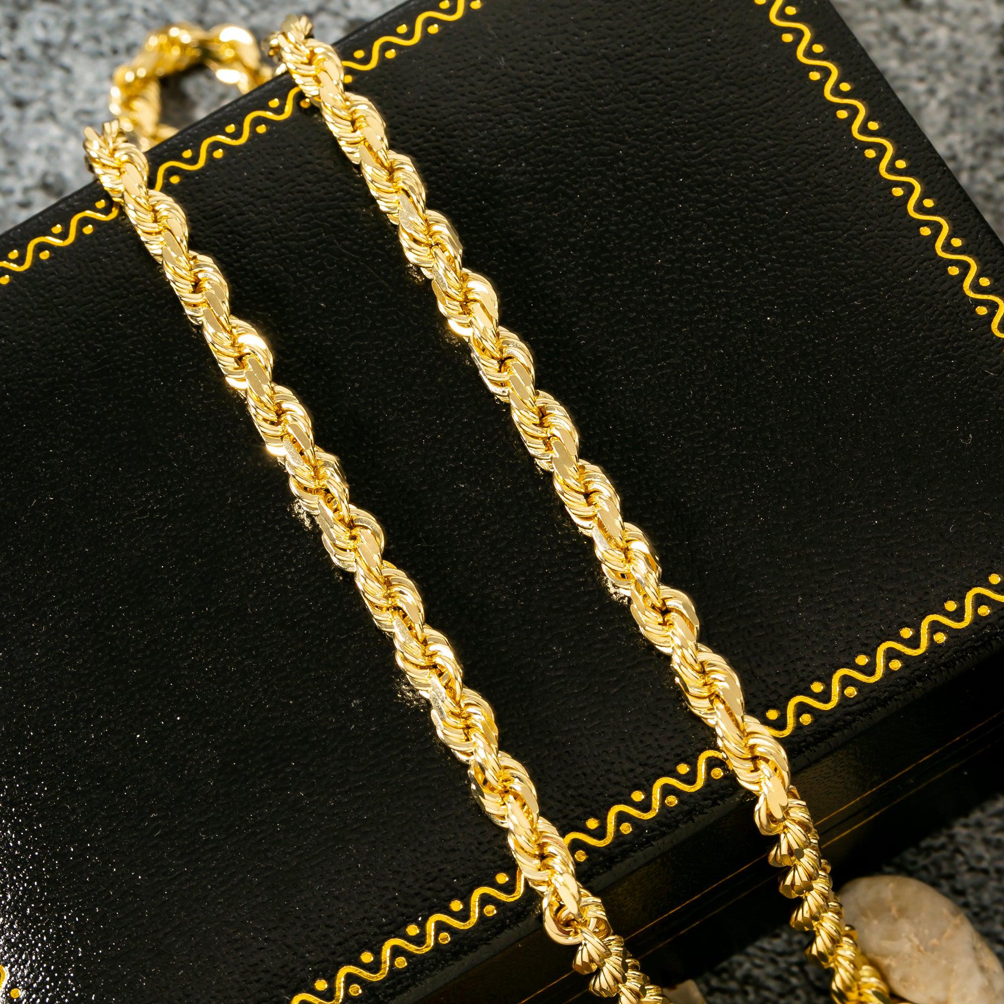 14k Yellow Gold 5mm Solid Rope Laser Chain Available In Sizes 18"-26"