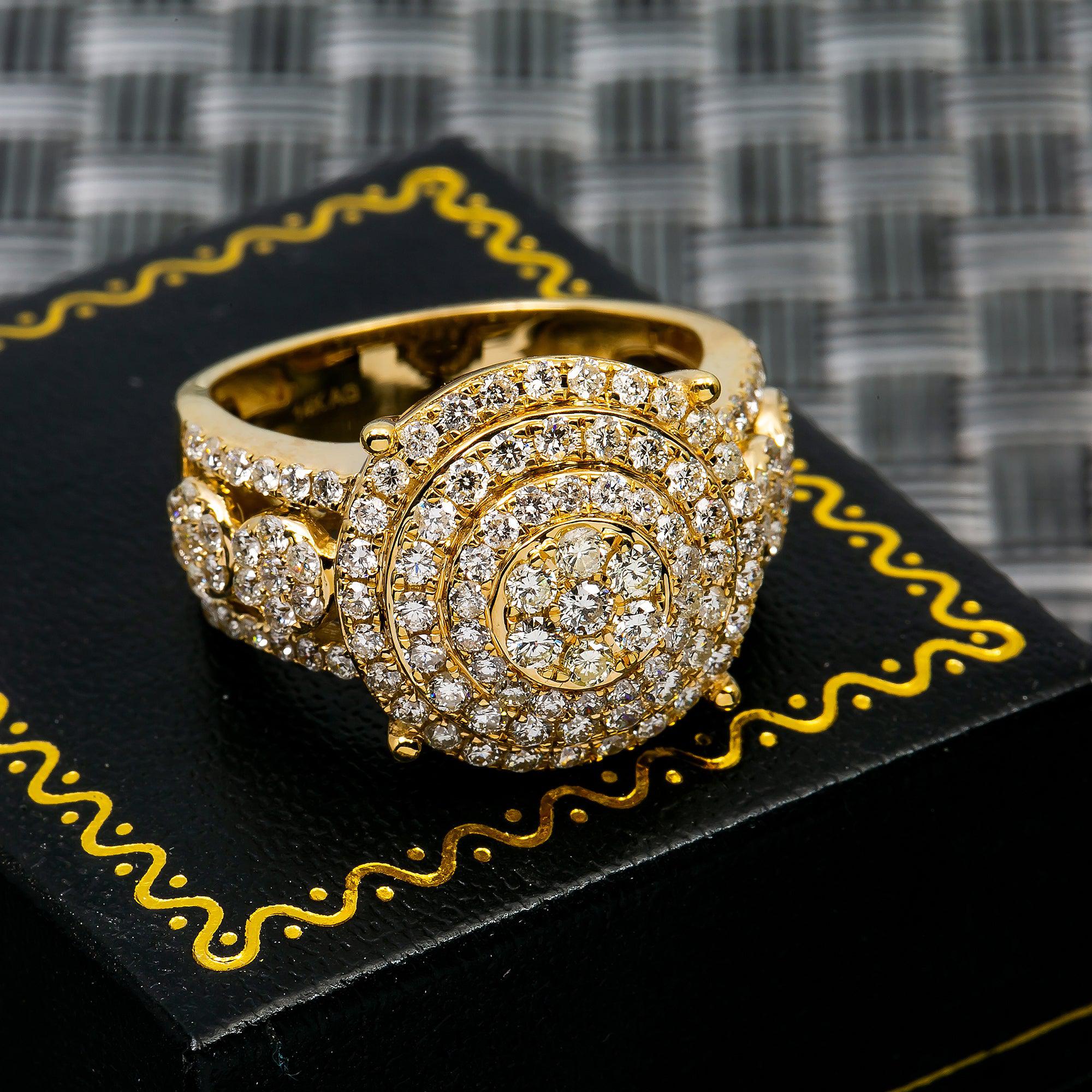 14K YELLOW GOLD MEN'S RING WITH 2.50 CT DIAMONDS