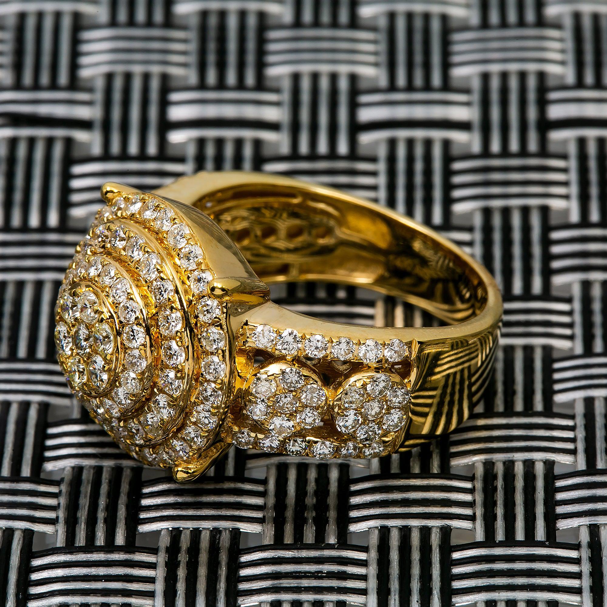 14K YELLOW GOLD MEN'S RING WITH 2.50 CT DIAMONDS