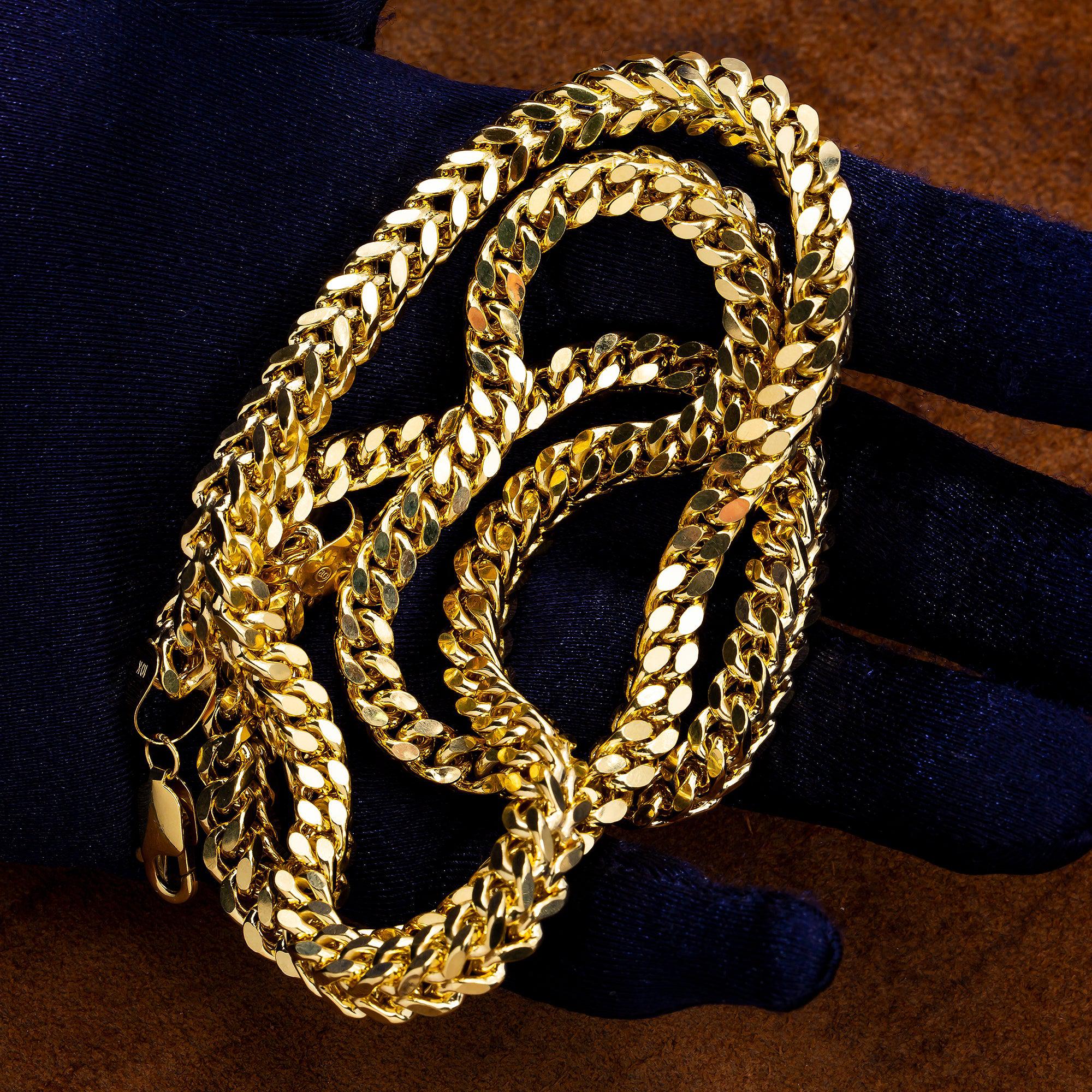 10K Yellow Gold 7.32mm Hollow Box Franco Chain Available In Sizes 18