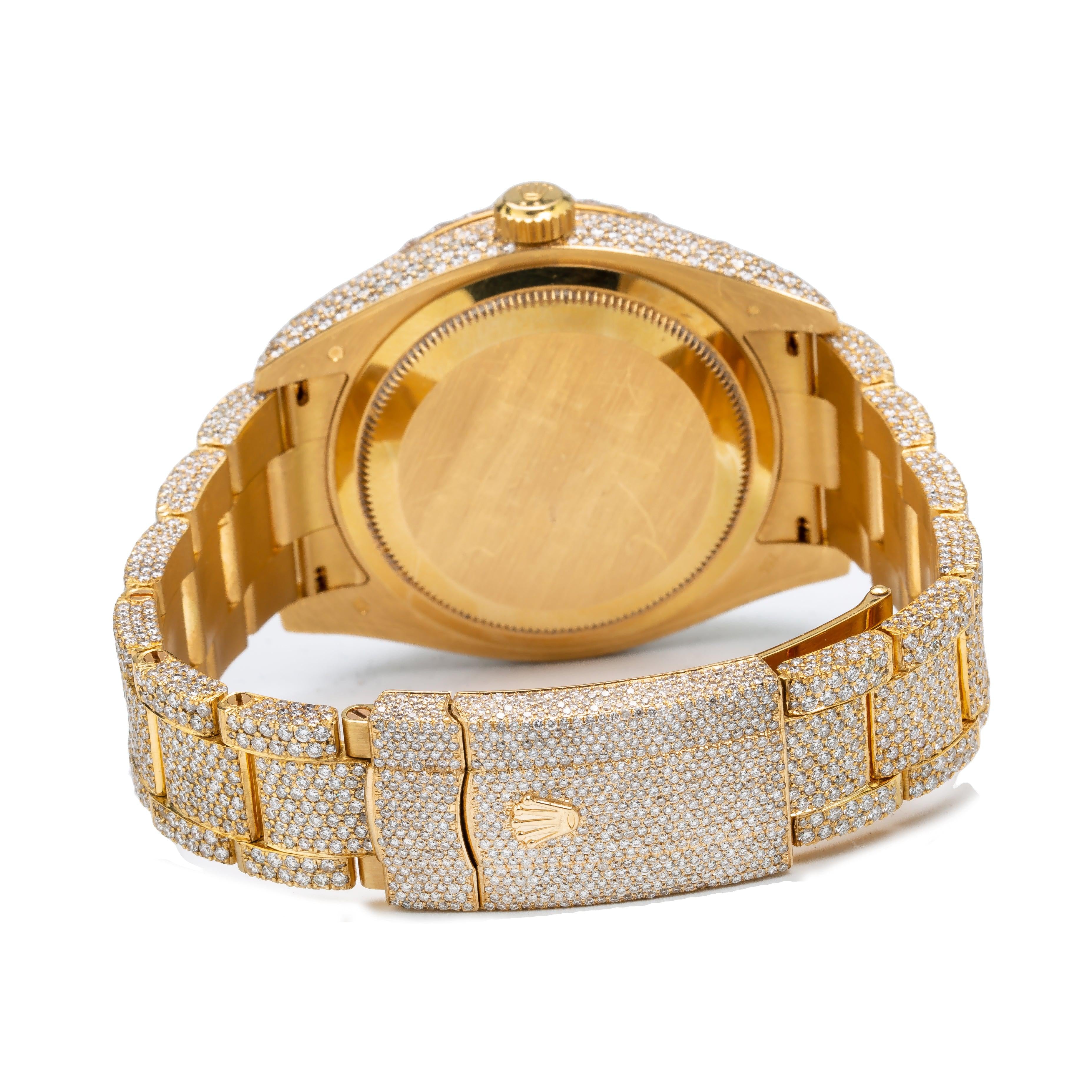 Rolex Sky-Dweller 42MM 326938 Champagne Dial Diamond Bezel 18K Yellow Gold Full Diamond Oyster Bracelet 23.75ct