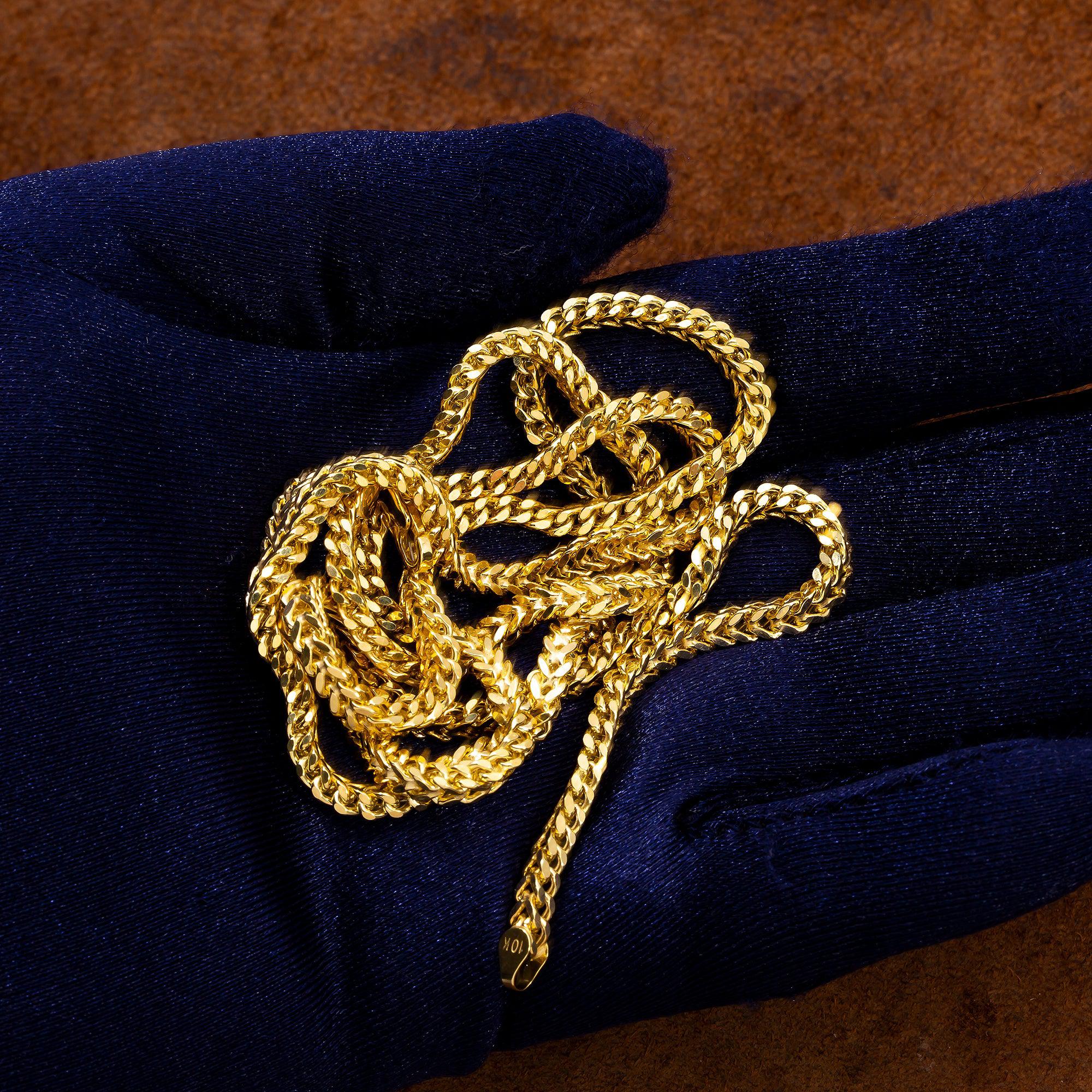 10K Yellow Gold 3.6mm Hollow Box Franco Chain Available In Sizes 18"-29.5"