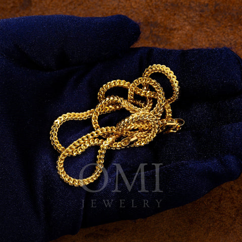 10K Yellow Gold 2.75mm Hollow Box Franco Chain Available In Sizes 18