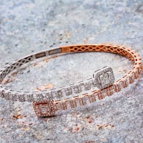 14K White and Rose Gold Ladies Bracelet with 4.47 CT Diamonds