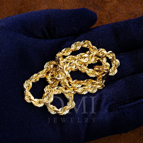 10K Yellow Gold 5.08mm Solid Rope Chain Available In Sizes 18