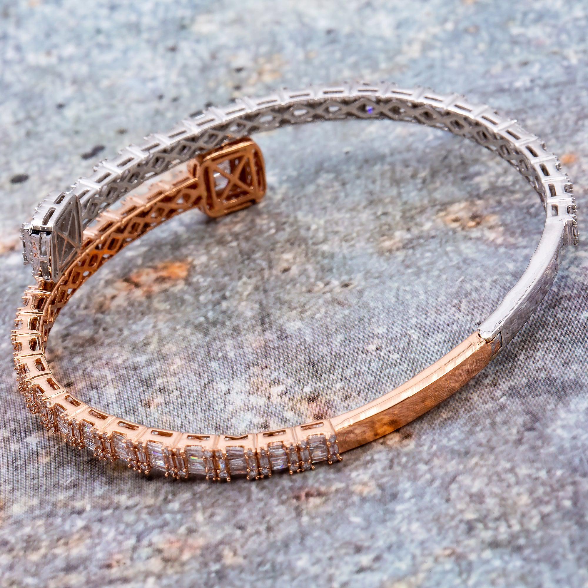 14K White and Rose Gold Ladies Bracelet with 4.47 CT Diamonds