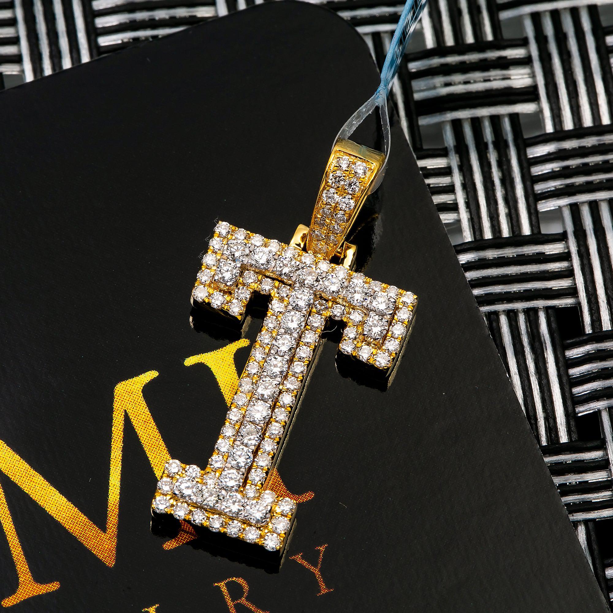 10K YELLOW LETTER T PENDANT WITH 0.80 CT DIAMONDS