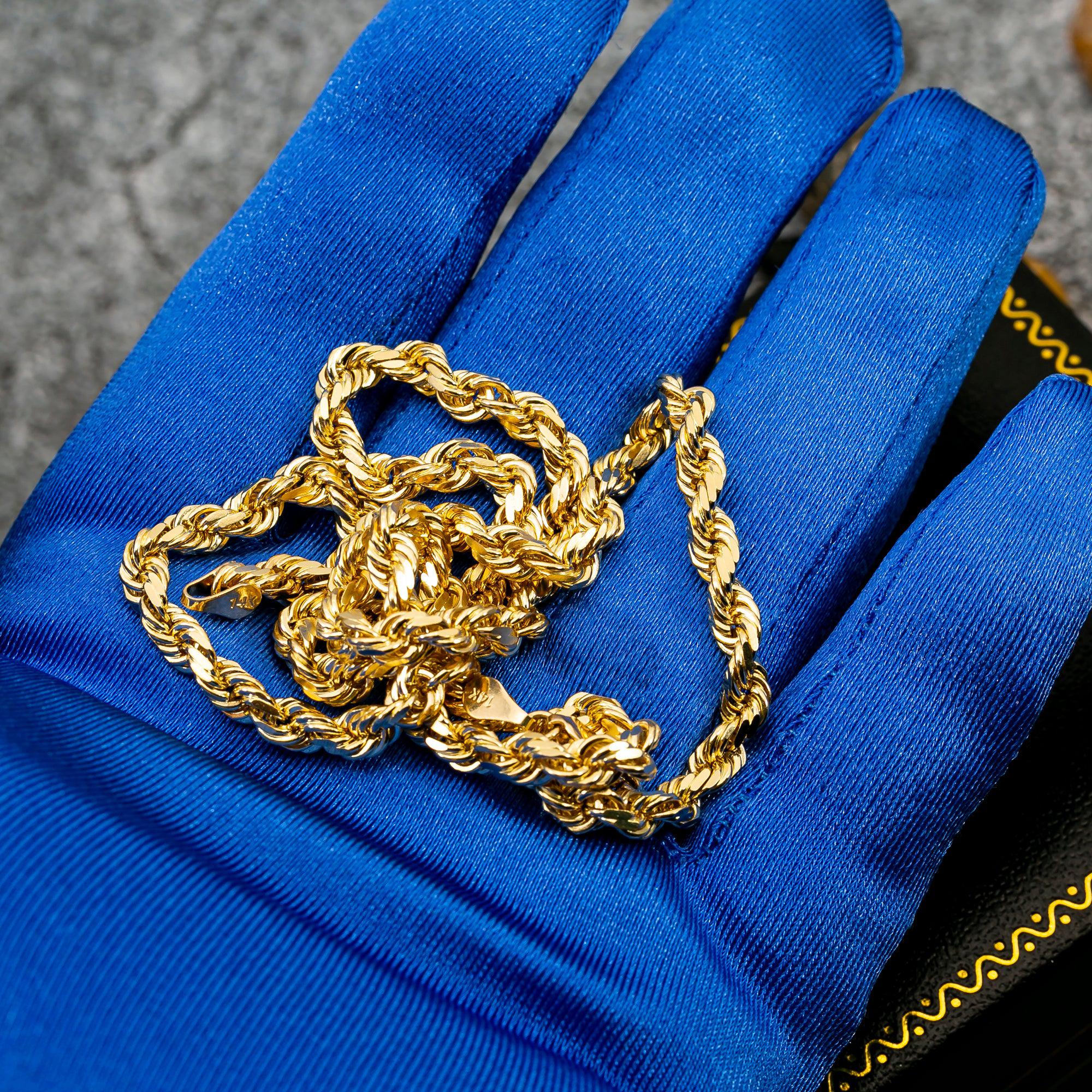 14k Yellow Gold 5mm Solid Rope Laser Chain Available In Sizes 18"-26"