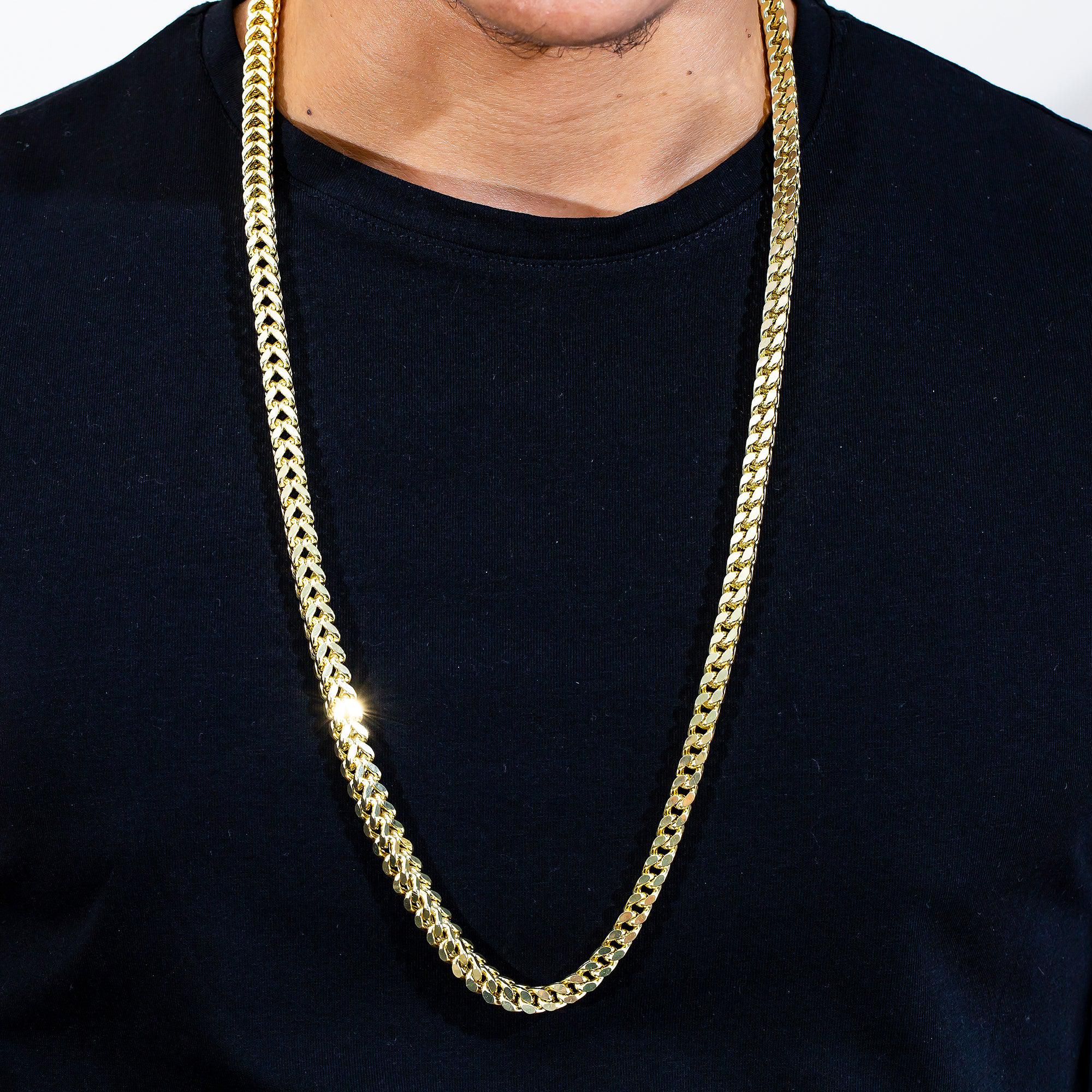 10K Yellow Gold 7.32mm Hollow Box Franco Chain Available In Sizes 18