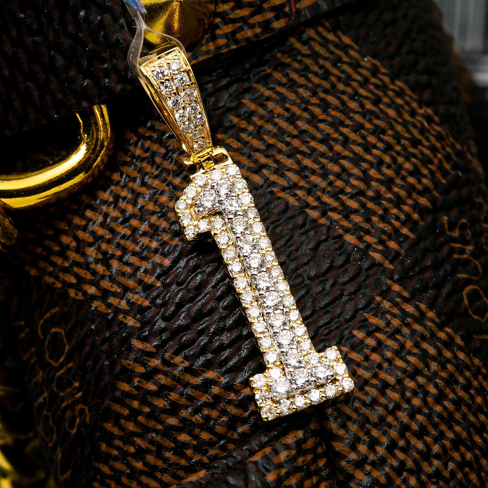10K YELLOW NUMBER 1 PENDANT WITH 0.55 CT DIAMONDS