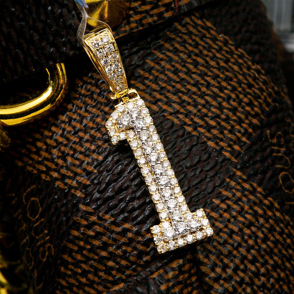 10K YELLOW NUMBER 3 PENDANT WITH 0.85 CT DIAMONDS - OMI Jewelry