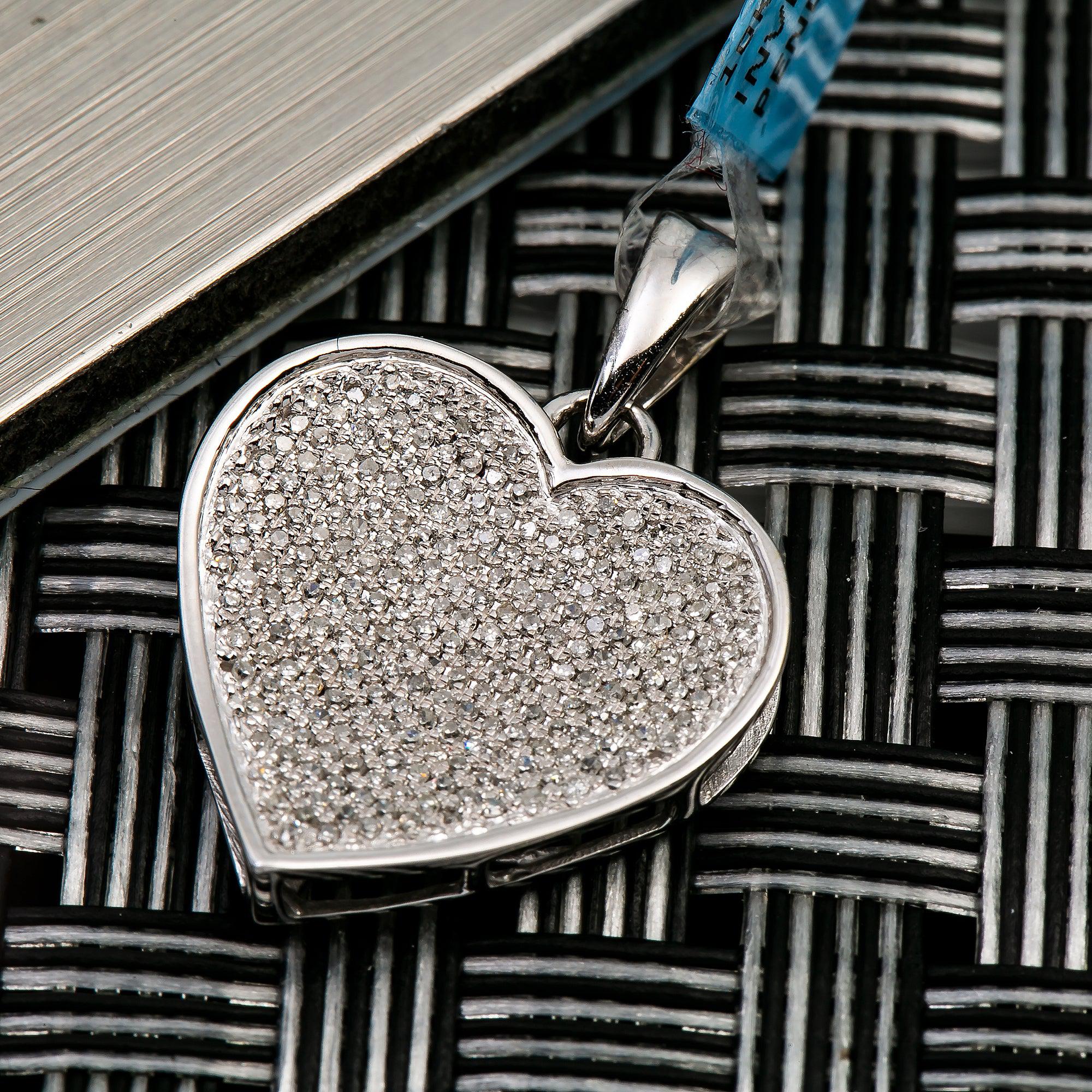 14K WHITE GOLD HEART PENDANT WITH 0.50 CT DIAMONDS