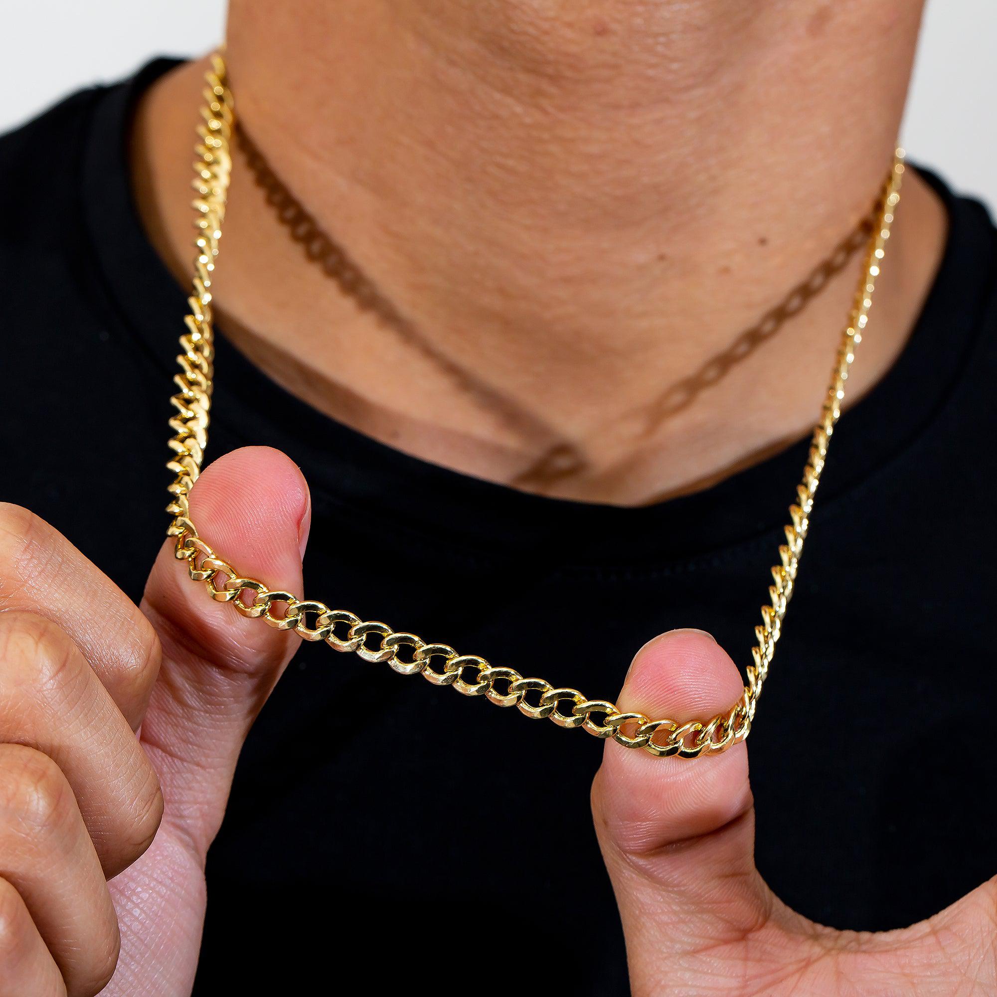 14K Yellow Gold 7mm Hollow Cuban Link Chain Available In Sizes 18"-26"