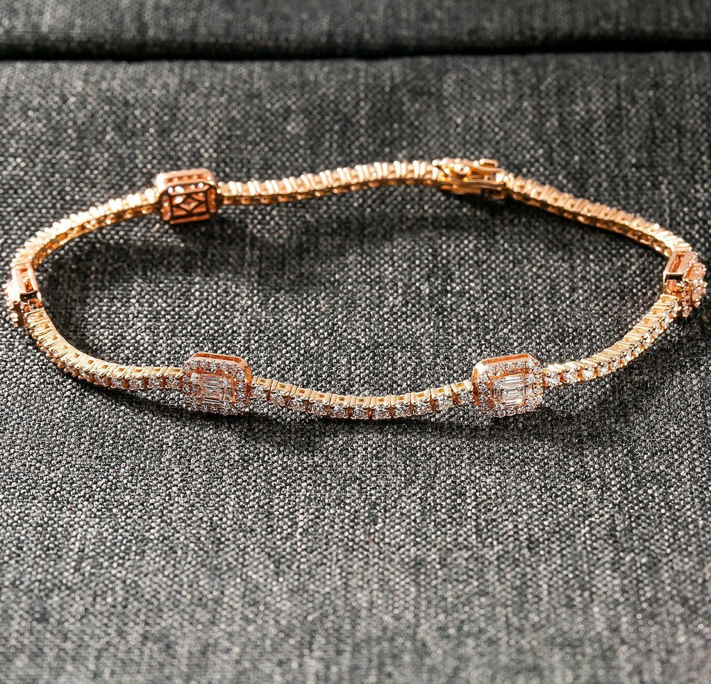 14K ROSE GOLD TENNIS BRACELET WITH 2.45 CT DIAMONDS