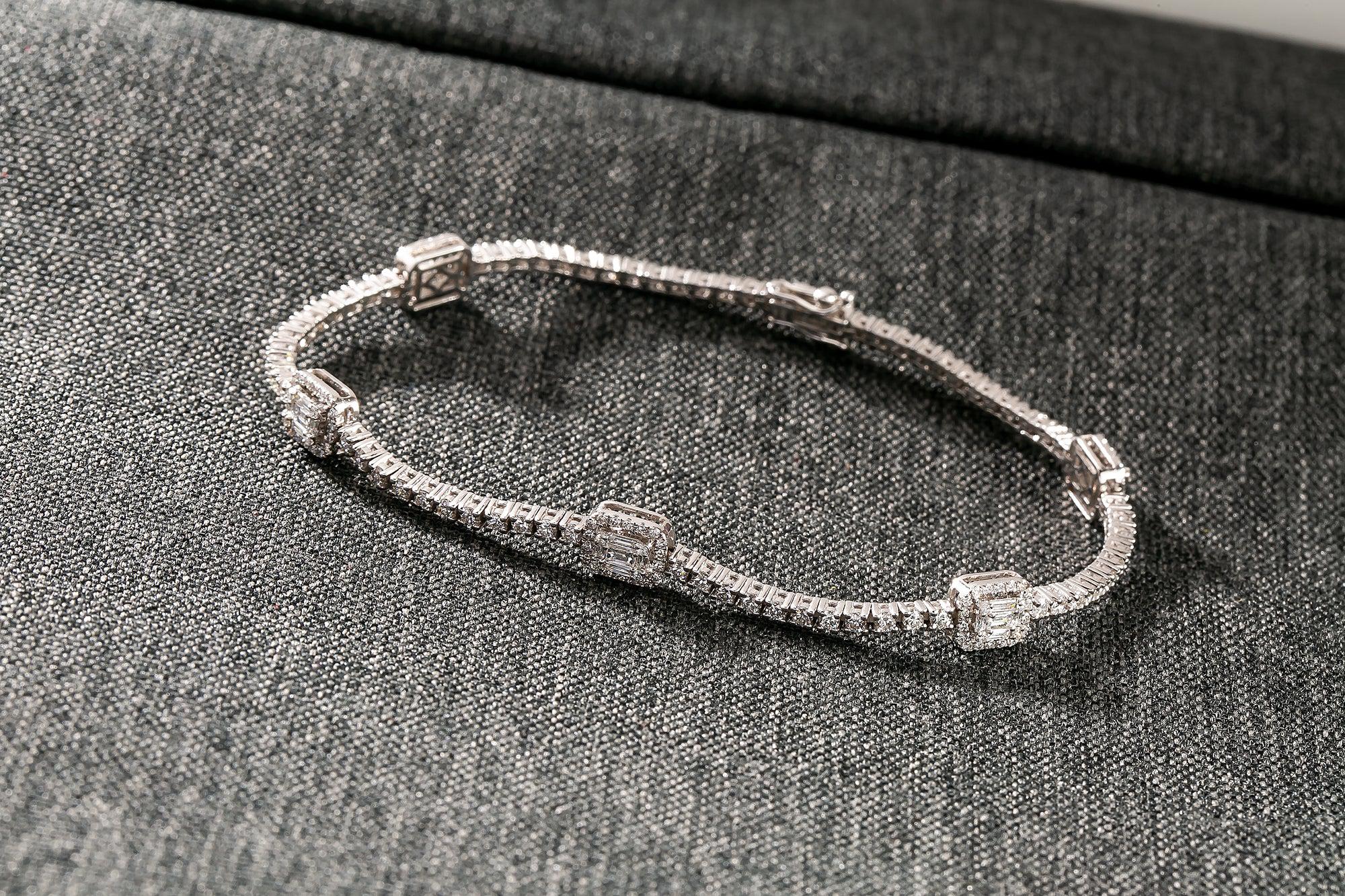 14K WHITE GOLD TENNIS BRACELET 2.40 CT DIAMONDS