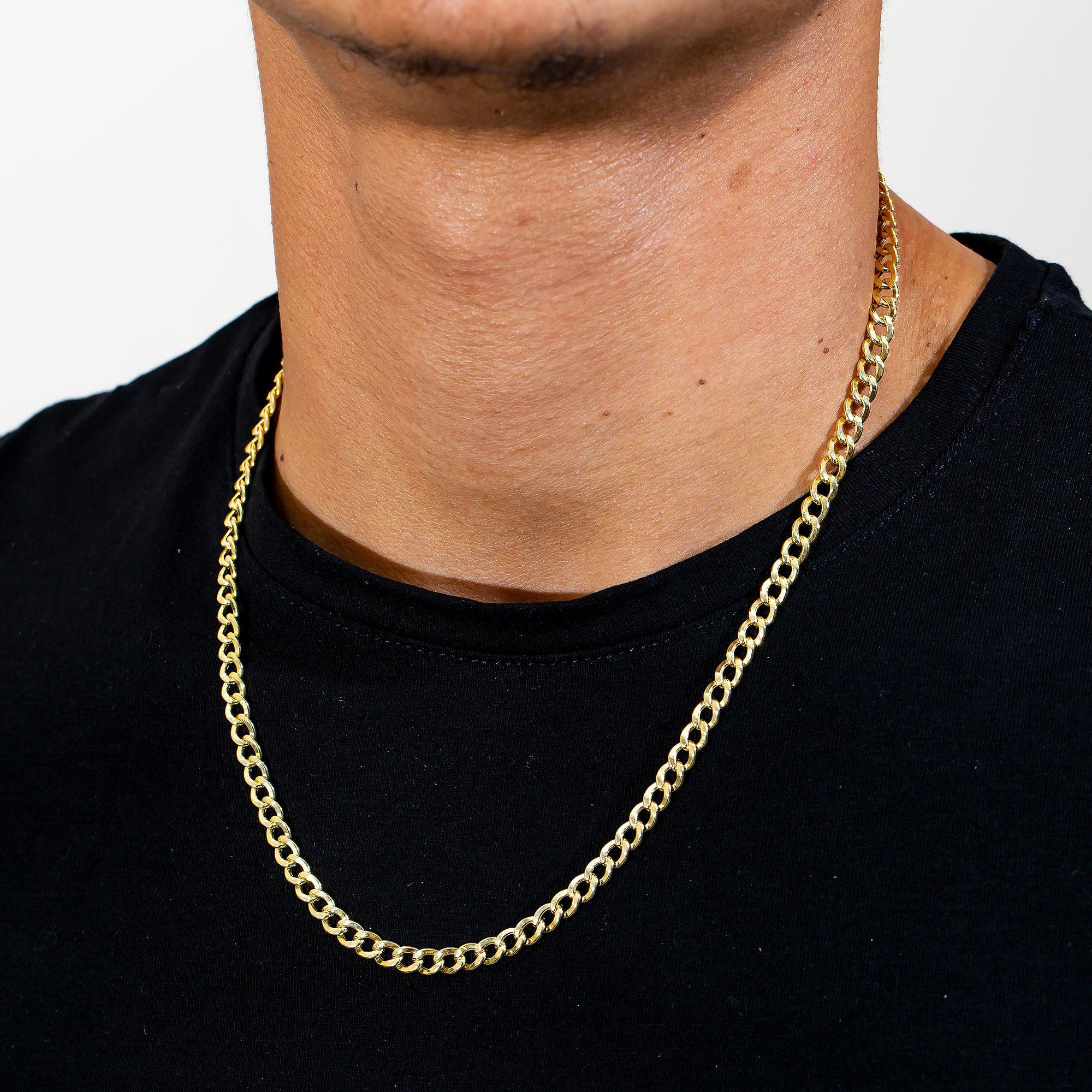14K Yellow Gold 5mm Hollow Cuban Link Chain Available In Sizes 18"-26"