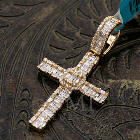 Unisex 14K Yellow Gold Cross Pendant with 0.91 CT Diamonds