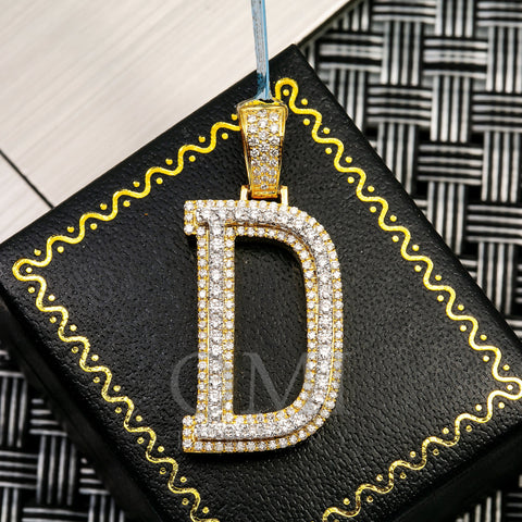 10K YELLOW GOLD LETTER D PENDANT WITH 1.65 CT DIAMONDS